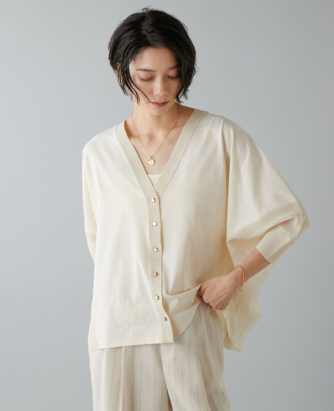 カットソーコンビニットカーディガン 詳細画像 アイボリー 1