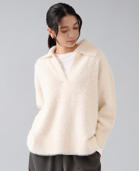 セーラーカラーフェザーニット 詳細画像 アイボリー 2