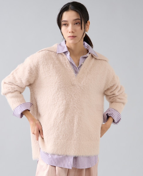 セーラーカラーフェザーニット 詳細画像 ピンク 1