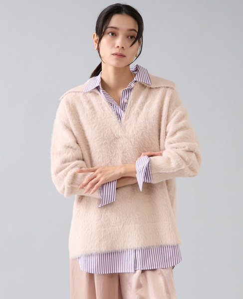 セーラーカラーフェザーニット 詳細画像 ピンク 3