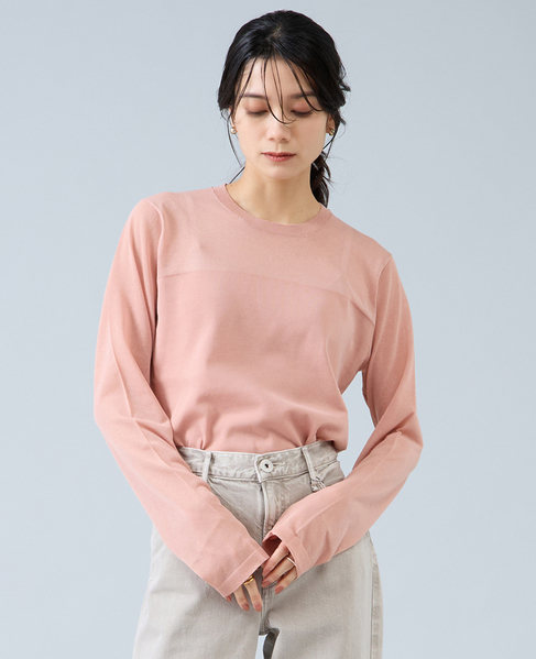 ロングスリーブシアーニット 詳細画像 ピンク 1