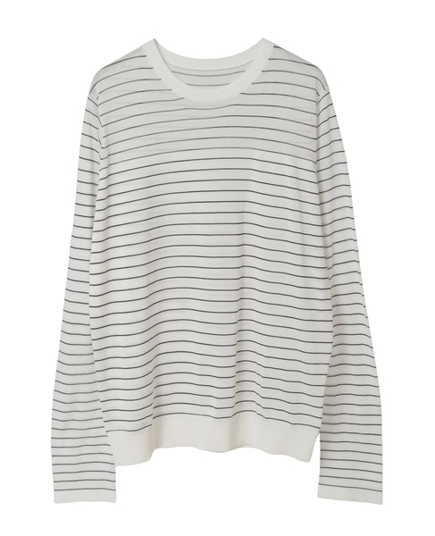 ロングスリーブシアーニット 詳細画像 ホワイト×ブラック 8