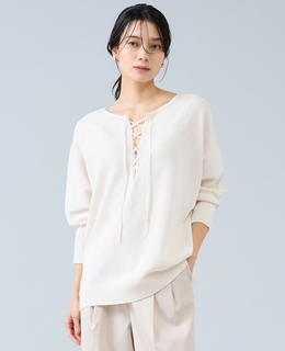 レースアップニット