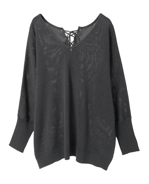 レースアップニット 詳細画像 チャコール 7