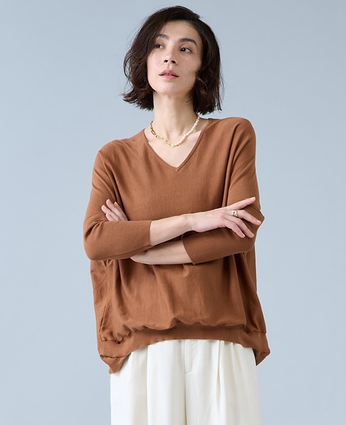 【定番】Vネックドルマンニット 詳細画像 ブラウン 1