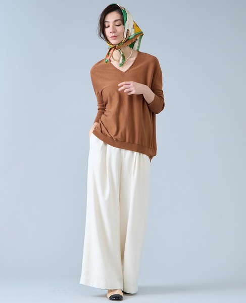 【定番】Vネックドルマンニット 詳細画像 ブラウン 2