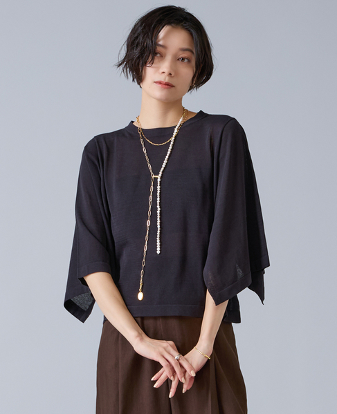 クロップドワイドニット 詳細画像 ブラック 1