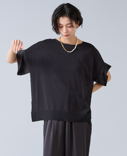 【定番】袖サテンニット