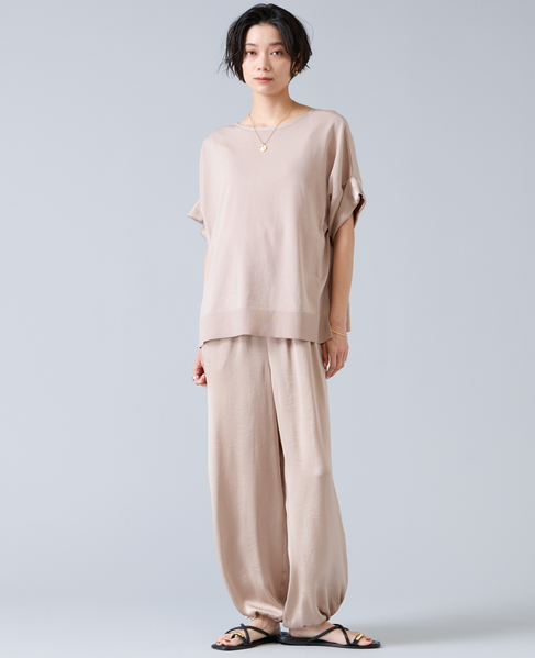 【定番】袖サテンニット 詳細画像 ライトベージュ 2