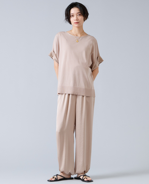 【定番】袖サテンニット 詳細画像 ライトベージュ 3