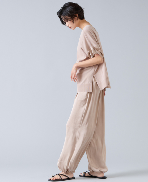 【定番】袖サテンニット 詳細画像 ライトベージュ 4