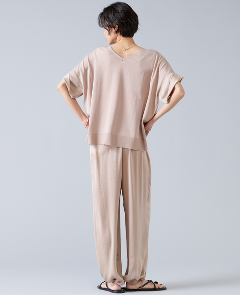 【定番】袖サテンニット 詳細画像 ライトベージュ 5