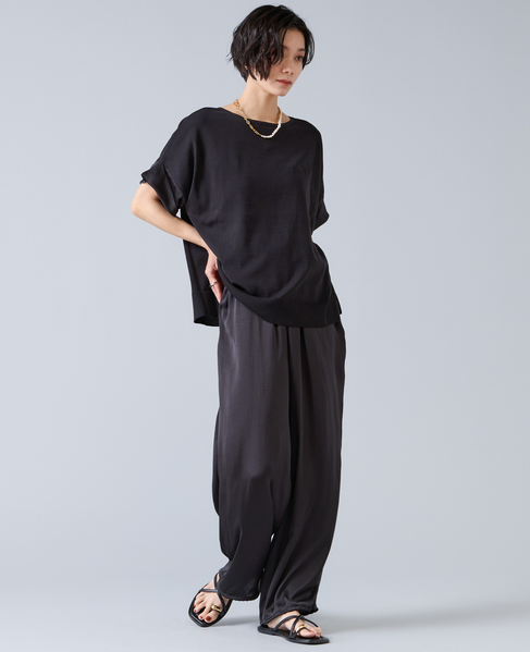 【定番】袖サテンニット 詳細画像 ブラック 4