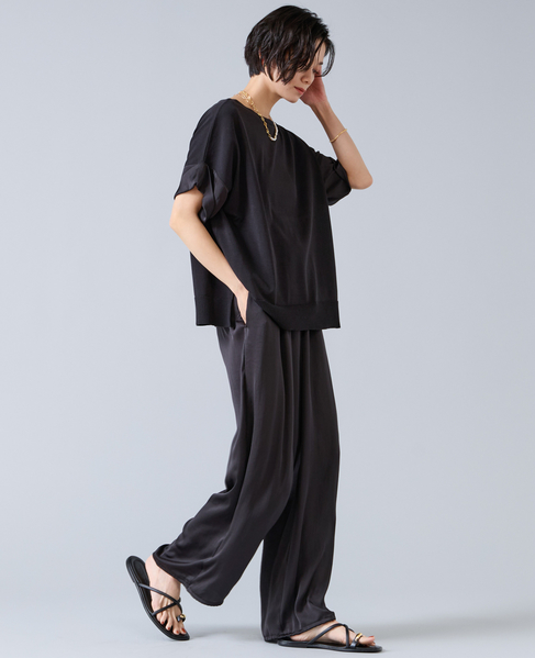 【定番】袖サテンニット 詳細画像 ブラック 5