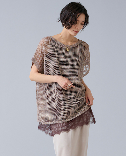 マルチウェイメッシュスリッニット 詳細画像 ベージュ 1