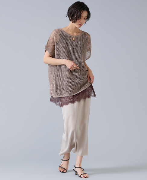 マルチウェイメッシュスリッニット 詳細画像 ベージュ 2