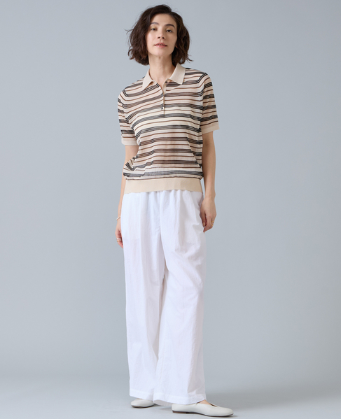 マルチボーダーシアーポロニット 詳細画像 ベージュ 3