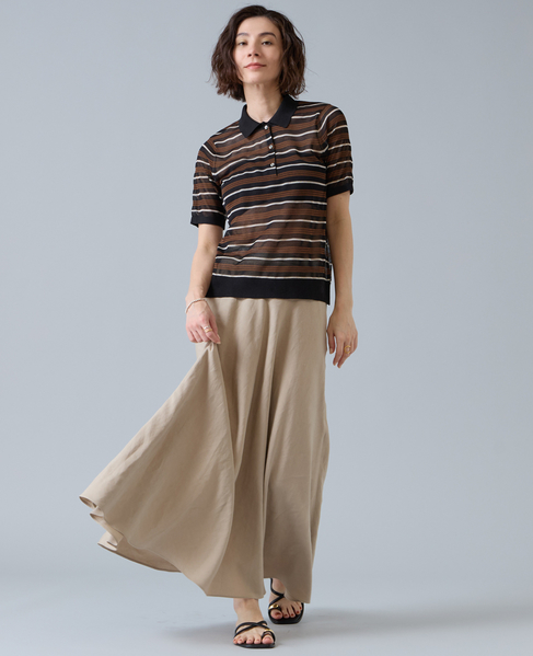 マルチボーダーシアーポロニット 詳細画像 ブラック 2