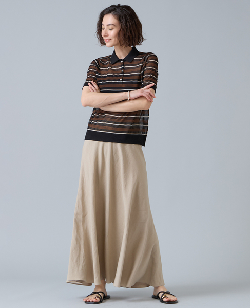 マルチボーダーシアーポロニット 詳細画像 ブラック 3