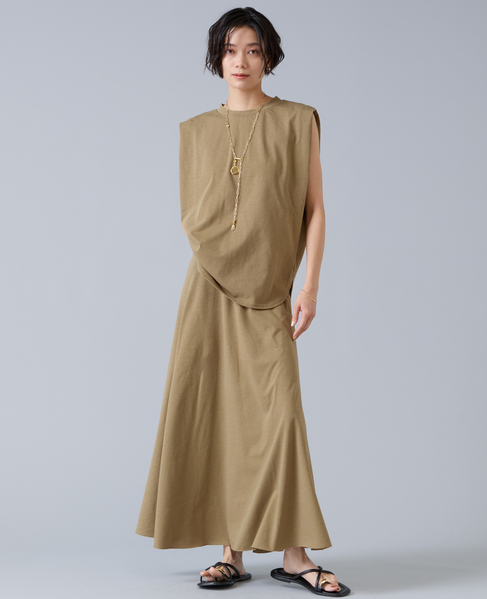 【定番】カットソーフレアスカート 詳細画像 キャメル 2