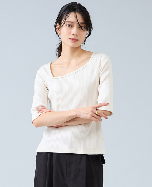 アシンメトリーネック2WAYテレコプルオーバー 詳細画像 アイボリー 1