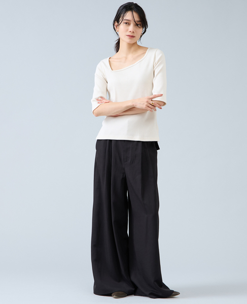 アシンメトリーネック2WAYテレコプルオーバー 詳細画像 アイボリー 3