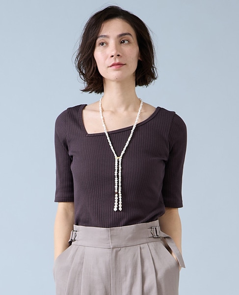 アシンメトリーネック2WAYテレコプルオーバー 詳細画像 ブラウン 1