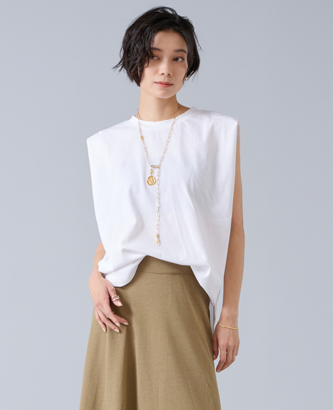 【定番】ニュアンスノースリーブカットソー 詳細画像 ホワイト 1