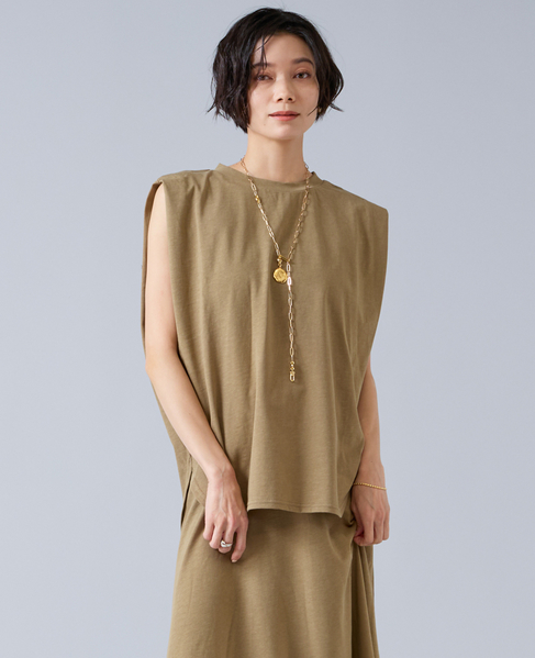 【定番】ニュアンスノースリーブカットソー 詳細画像 キャメル 1