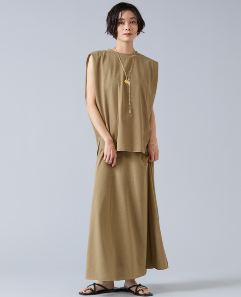 【定番】ニュアンスノースリーブカットソー 詳細画像 キャメル 2