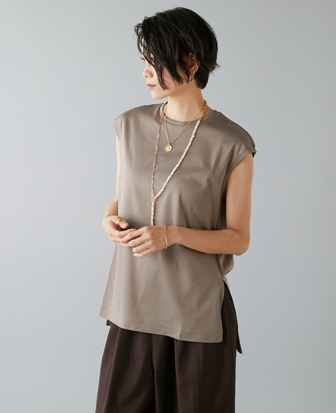 ベーシックノースリーブトップス 詳細画像 モカ 2