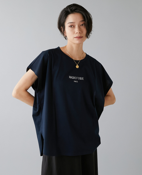 フレンチスリーブプリントTシャツ 詳細画像 ネイビー 1