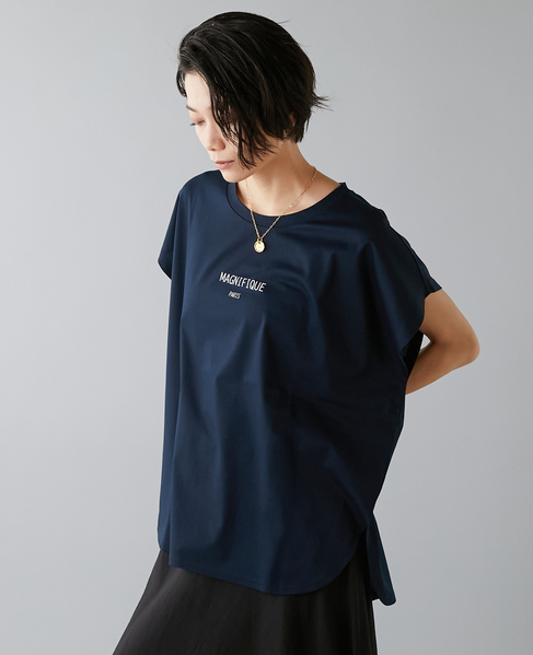 フレンチスリーブプリントTシャツ 詳細画像 ネイビー 2