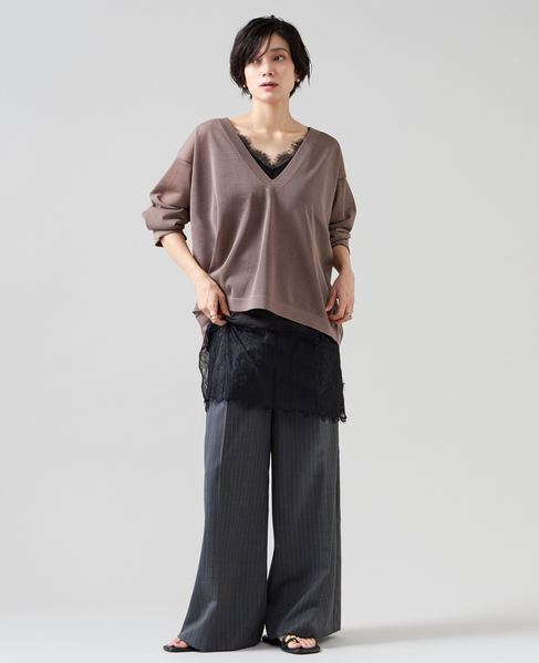  WOOL MIXワイドパンツ 詳細画像 グレーストライプ 9