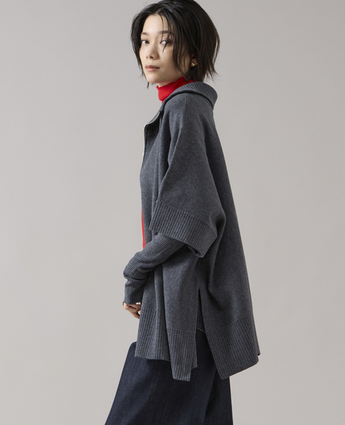 【大草直子さんコラボ】2WAYケープジップニット（セットアップ可/店舗限定カラーあり） 詳細画像 チャコールグレー 2