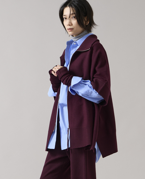 【大草直子さんコラボ】2WAYケープジップニット（セットアップ可/店舗限定カラーあり） 詳細画像 ボルドー 2