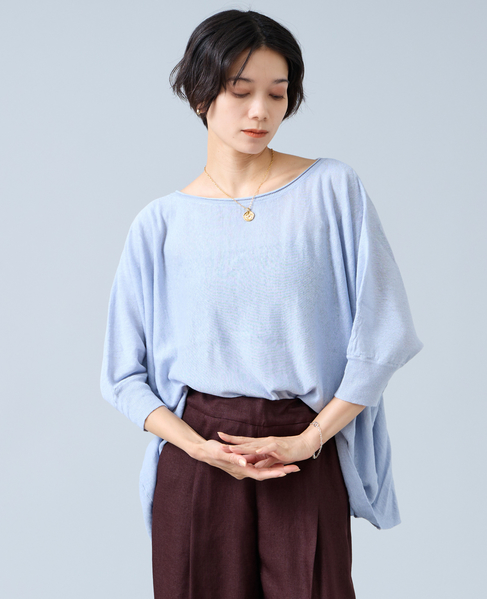 《定番》リネンワイドニット 詳細画像 サックス 1
