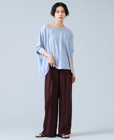 《定番》リネンワイドニット 詳細画像 サックス 2