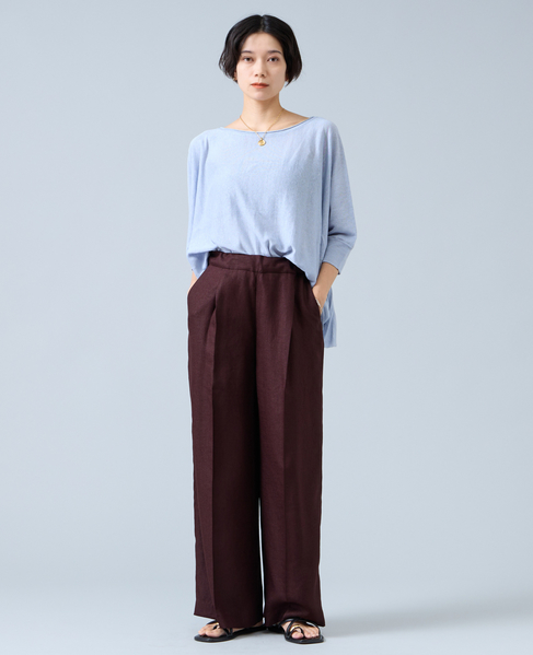 《定番》リネンワイドニット 詳細画像 サックス 6