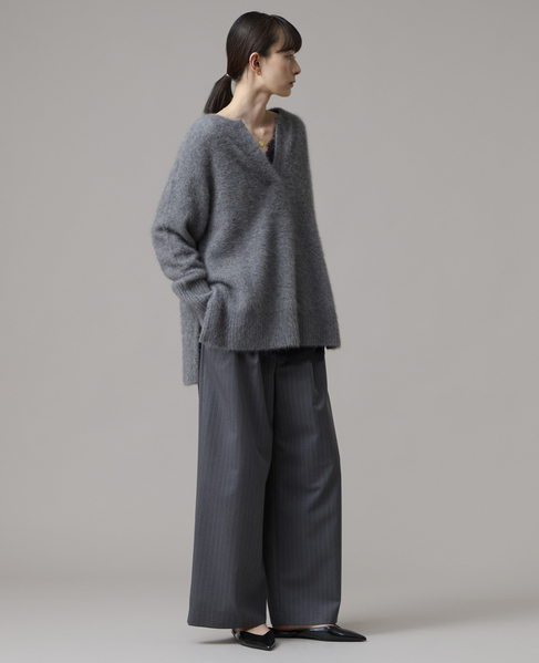 フォックスカシミアキーネックオーバーニット 詳細画像 杢グレー 6