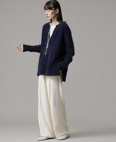 フォックスカシミアキーネックオーバーニット 詳細画像 ネイビー 10