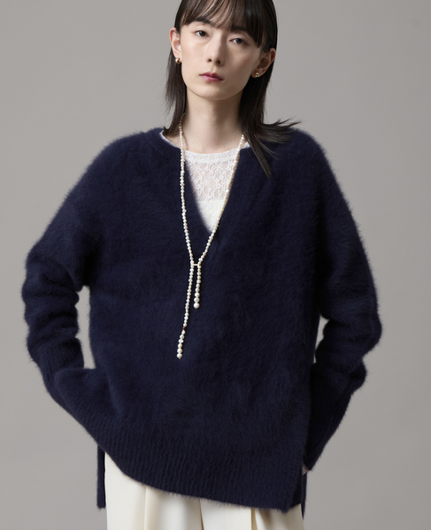 フォックスカシミアキーネックオーバーニット 詳細画像 ネイビー 2