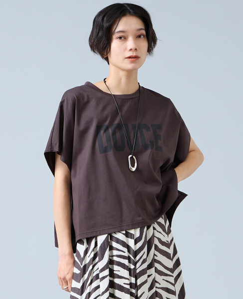 DOUCEプリントショート丈Tシャツ 詳細画像 ブラウン 1