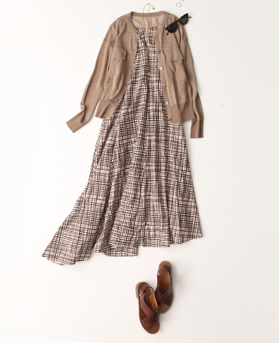 大草直子 Times Martinique 両a面アシンメトリーチェックドレス 商品詳細 メルローズ公式通販 Melrose Store メルローズストア