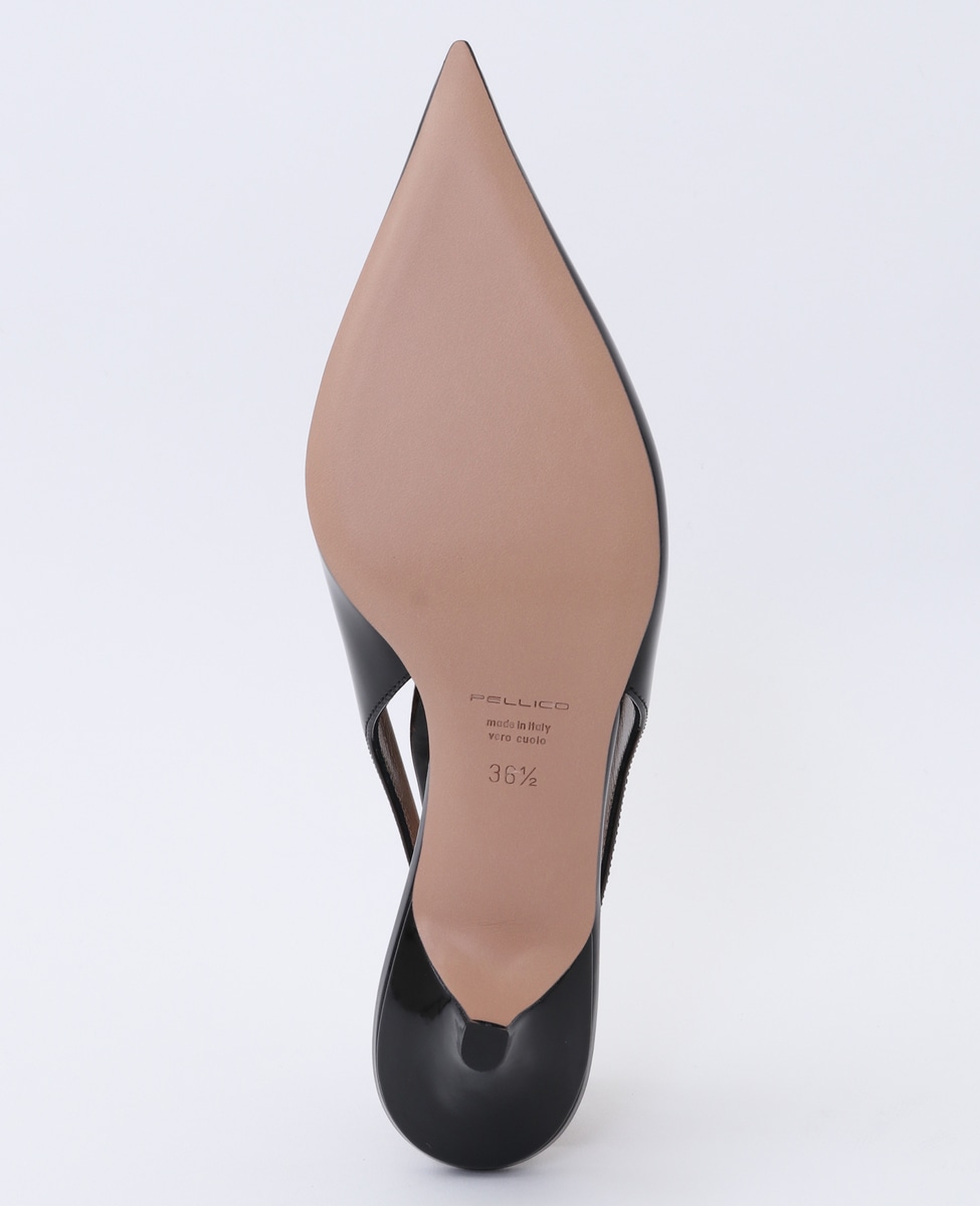 レオパードフラワーブラック PELLICO leather pointed heel size37 1/2