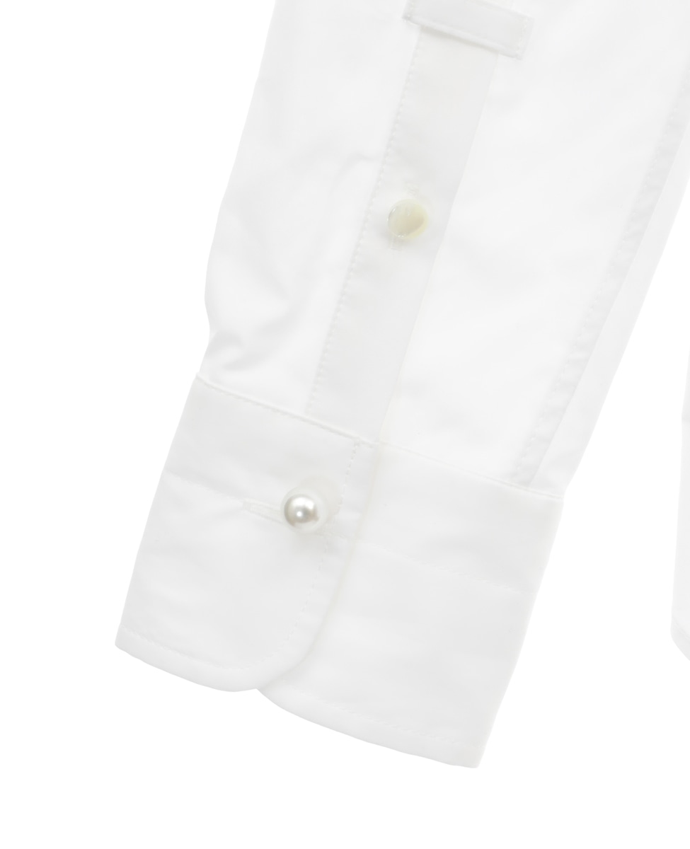 セット マルティニーク パール風ボタン ドレスシャツ ゆったっり  白 bi5