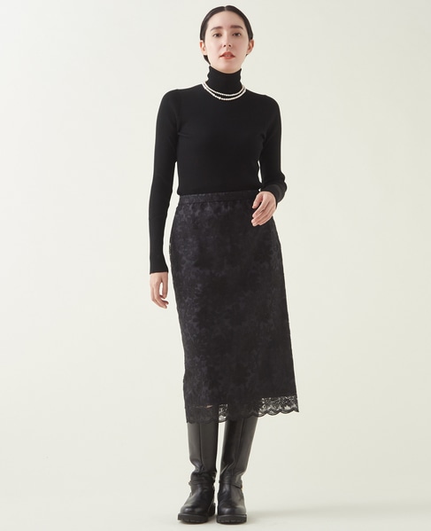 martinique/刺繍レースタイトスカート 詳細画像 ブラック 4