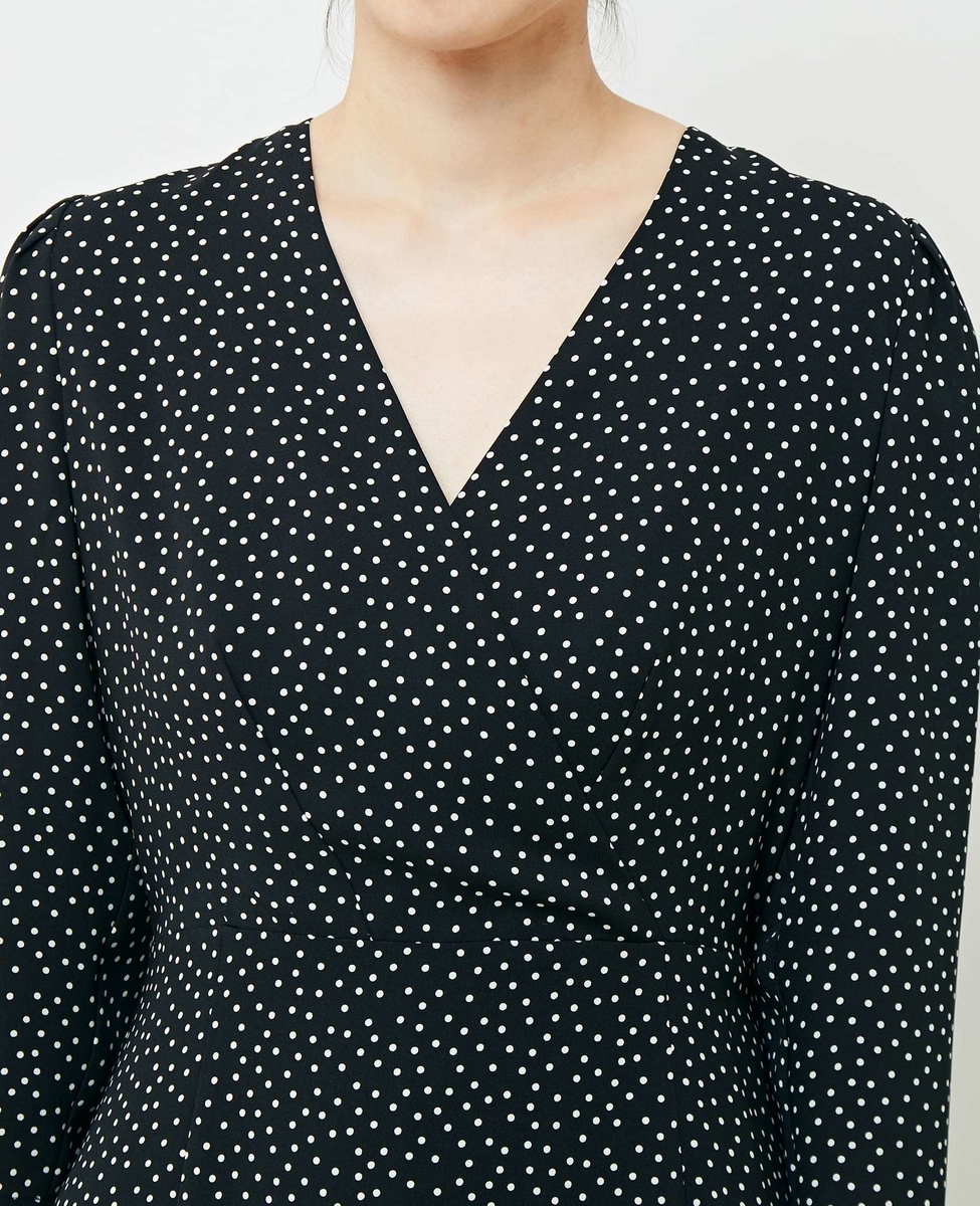 【メルローズ50周年限定】MARIHA/別注マドモアゼルのドレス（ロングスリーブ）Random Dots/Black