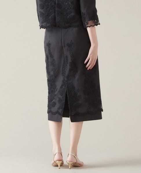 リップルオーガンジー刺繍タイトスカート 詳細画像 ブラック 3