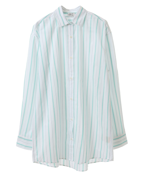 【BASERANGE/ ベースレンジ 】オーガニックコットンミックスビッグシャツ 詳細画像 水色Stripe 1